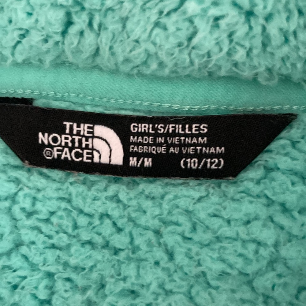 The North Face Jacket Girls Size 10/12 Mint Green Soft Warm High or Low Collar - Picture 9 of 11